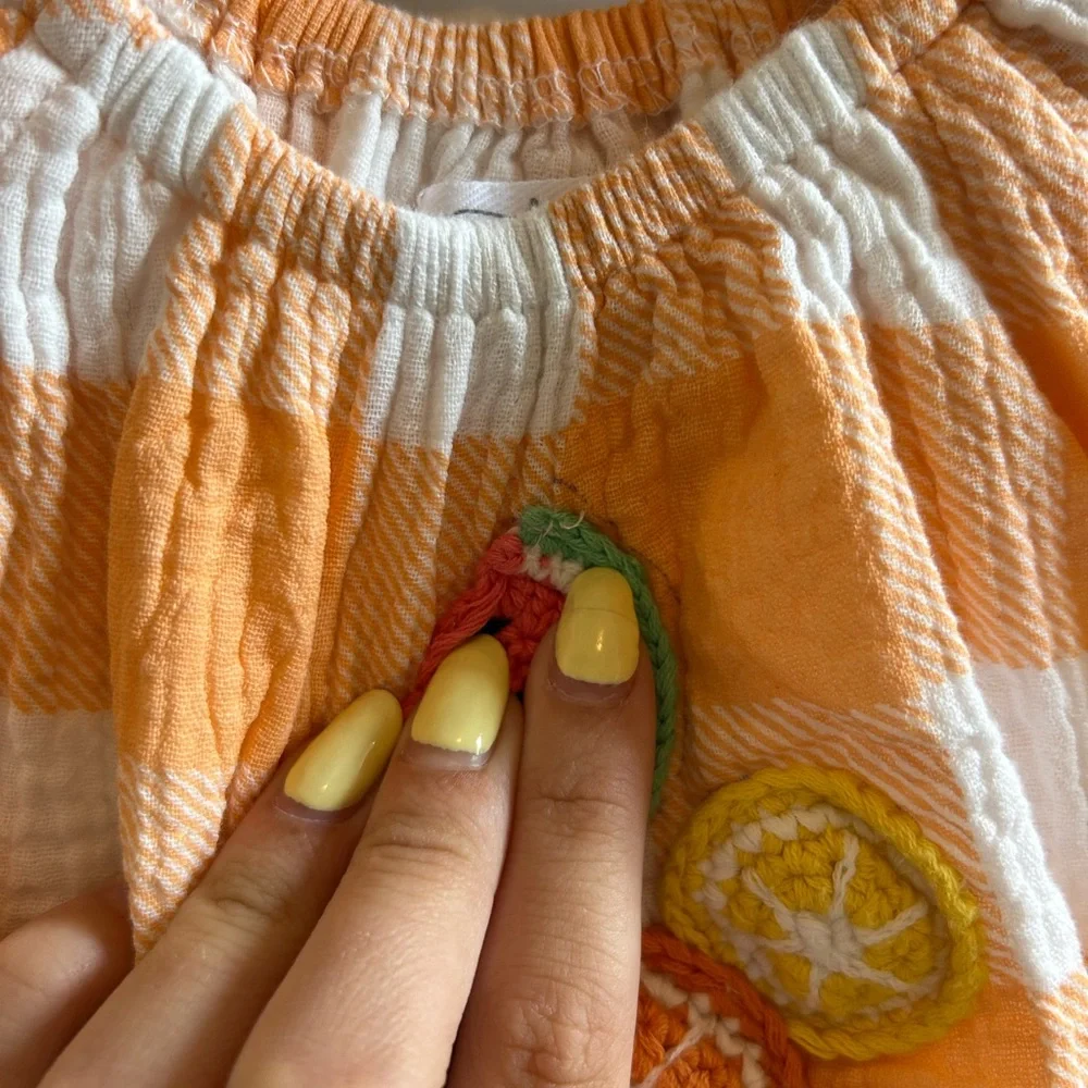 Mudpie gingham fruit bubble romper size 3-6 months - Picture 3 of 5